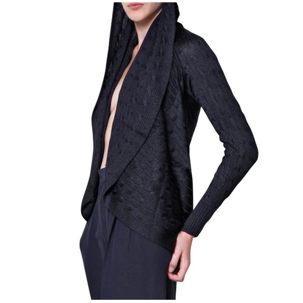 Ralph Lauren🖤Black Label | Elegant Black Cocoon Cable Knit Cardigan Size Small